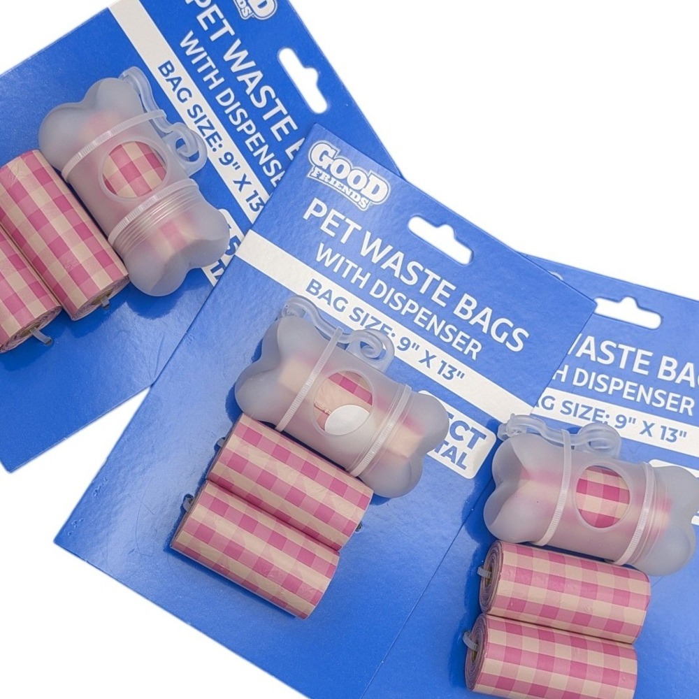 Good Friends Pet Waste Bags Dispenser 3-Pack Pink pet waste pickup walk dog